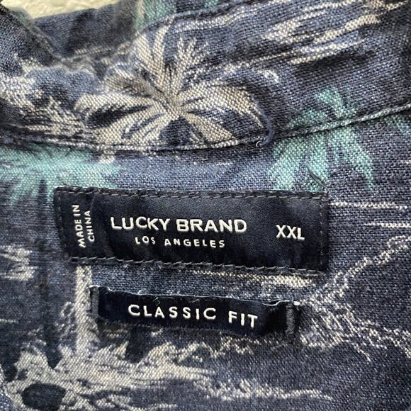 Lucky Brand San Gabriel Linen Blend Hawaiian Surf Ocean Button Up Shirt Mens XXL - Picture 2 of 6